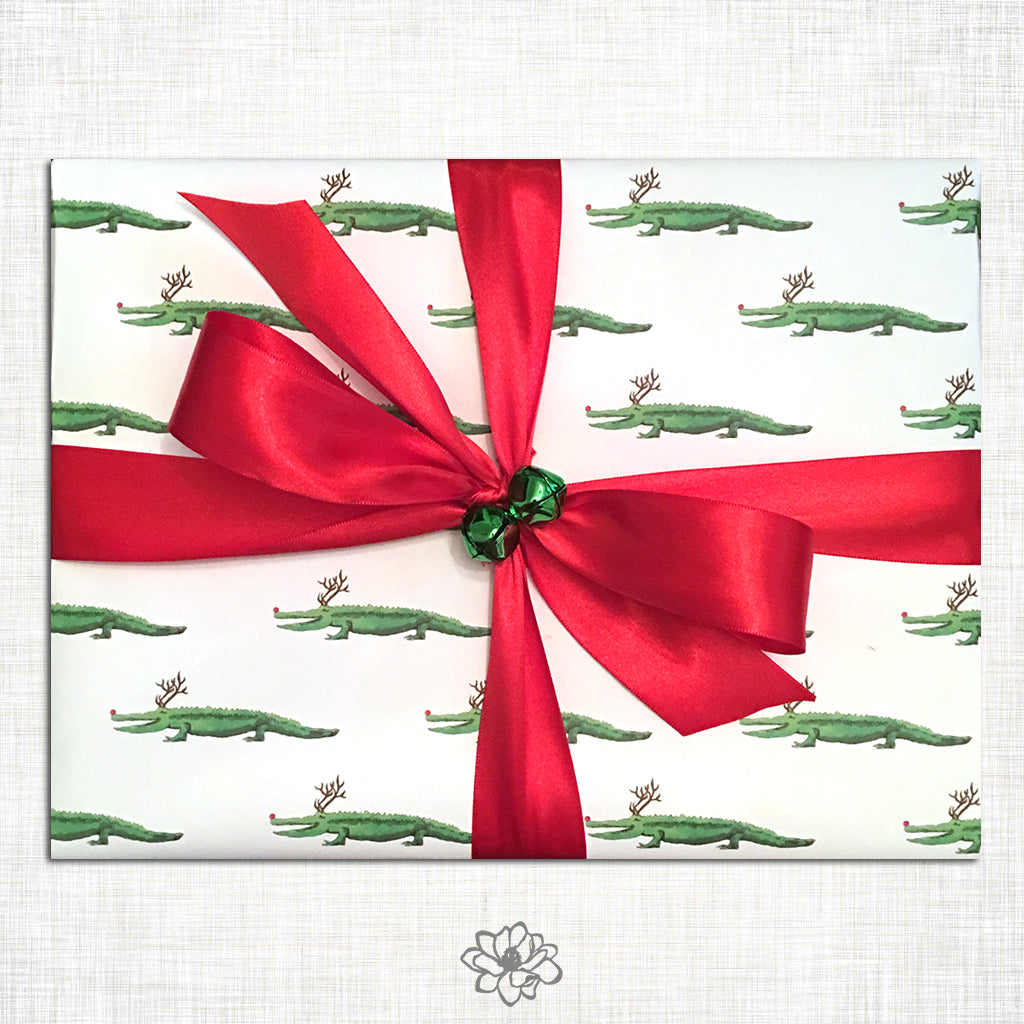 Alligator Reindeer Gift Wrap