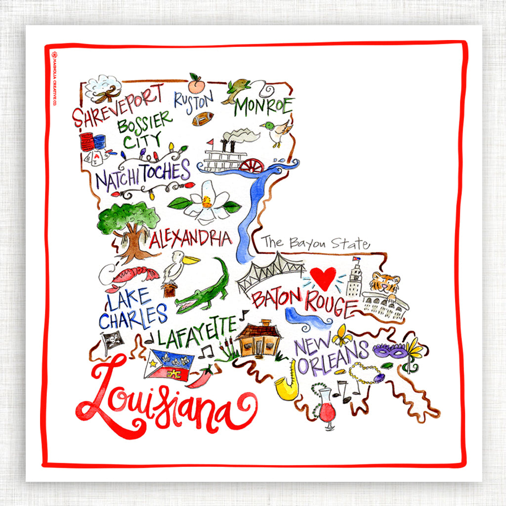 Louisiana Map Kitchen Towel