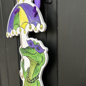 Mardi Gras Gator Door Hanger