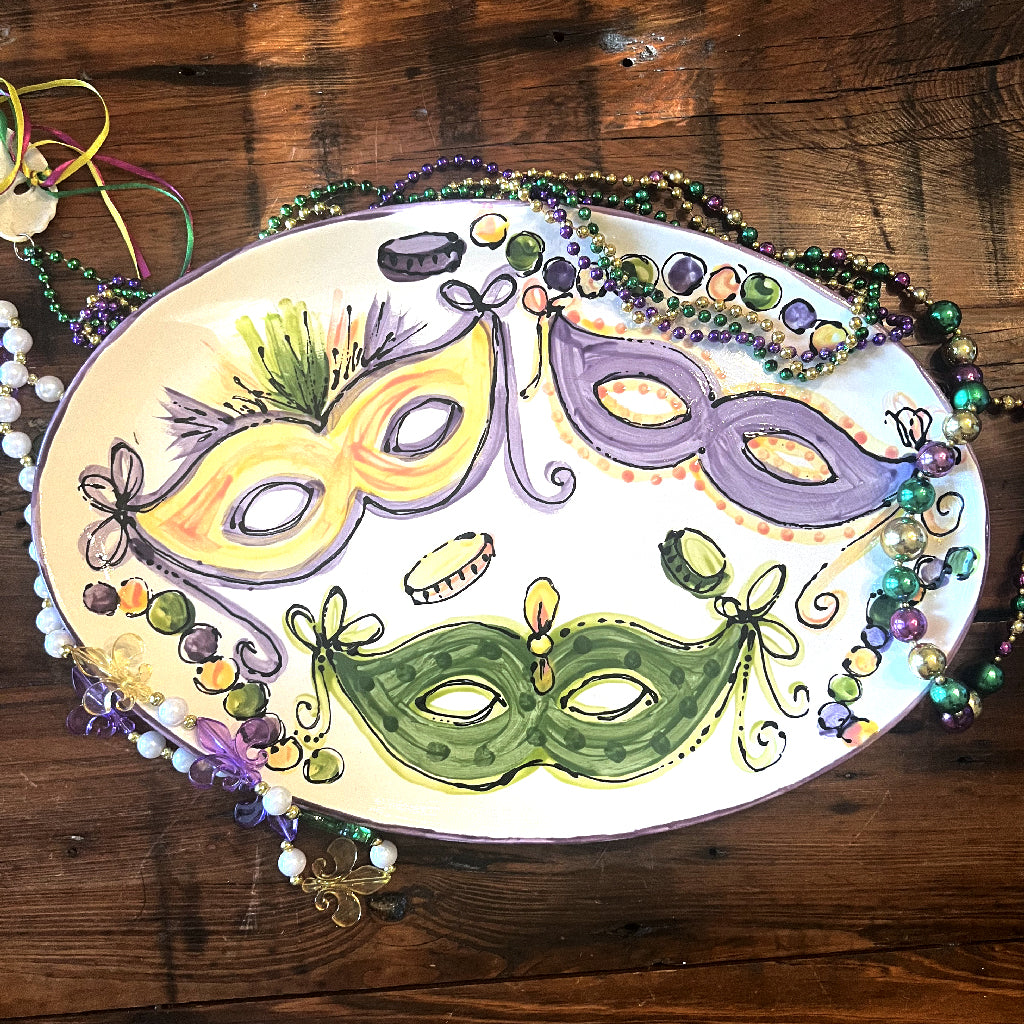 Mardi Gras Masks Oval Tray