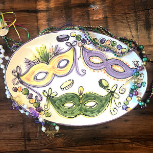 Mardi Gras Masks Oval Tray