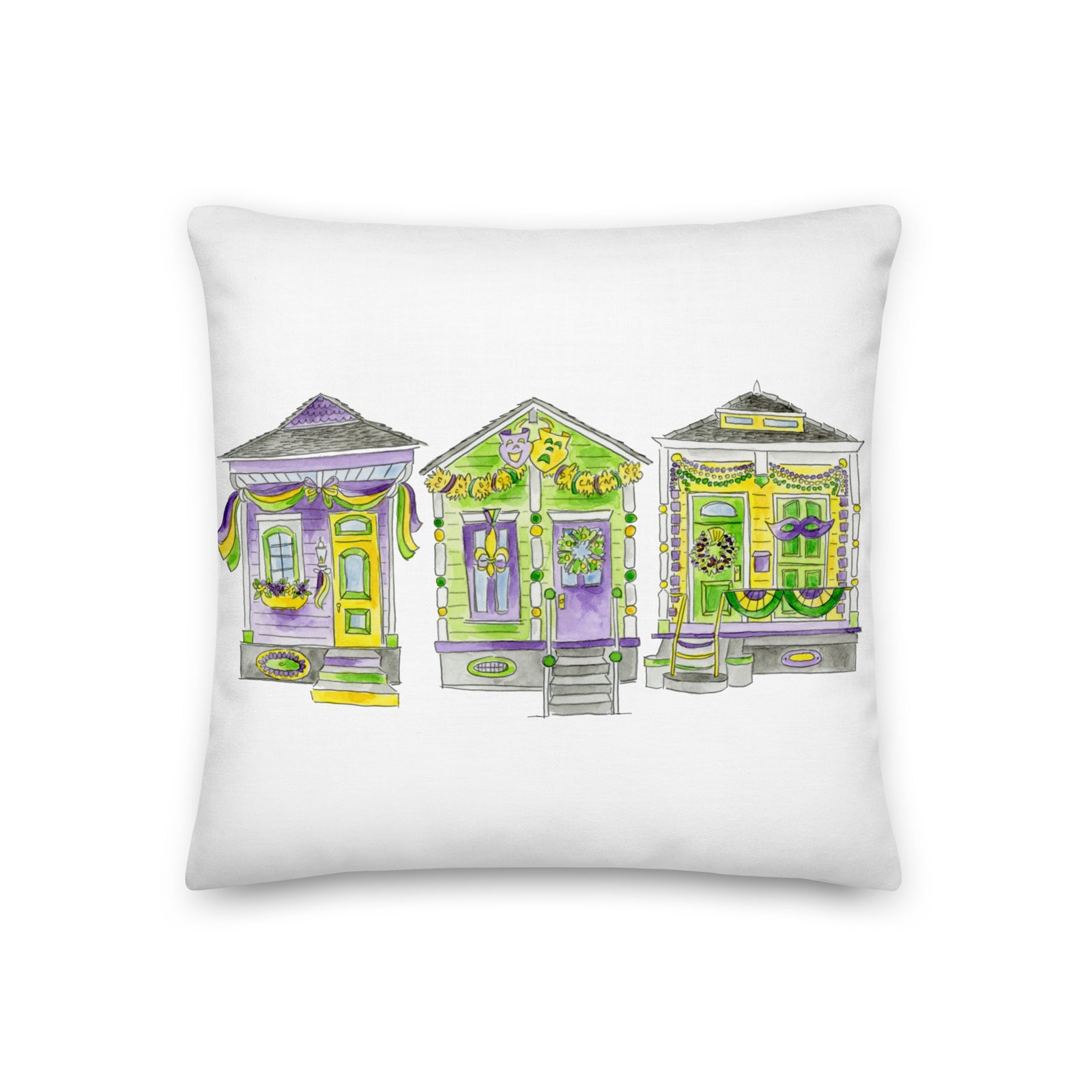 Mardi Gras Houses Pillow