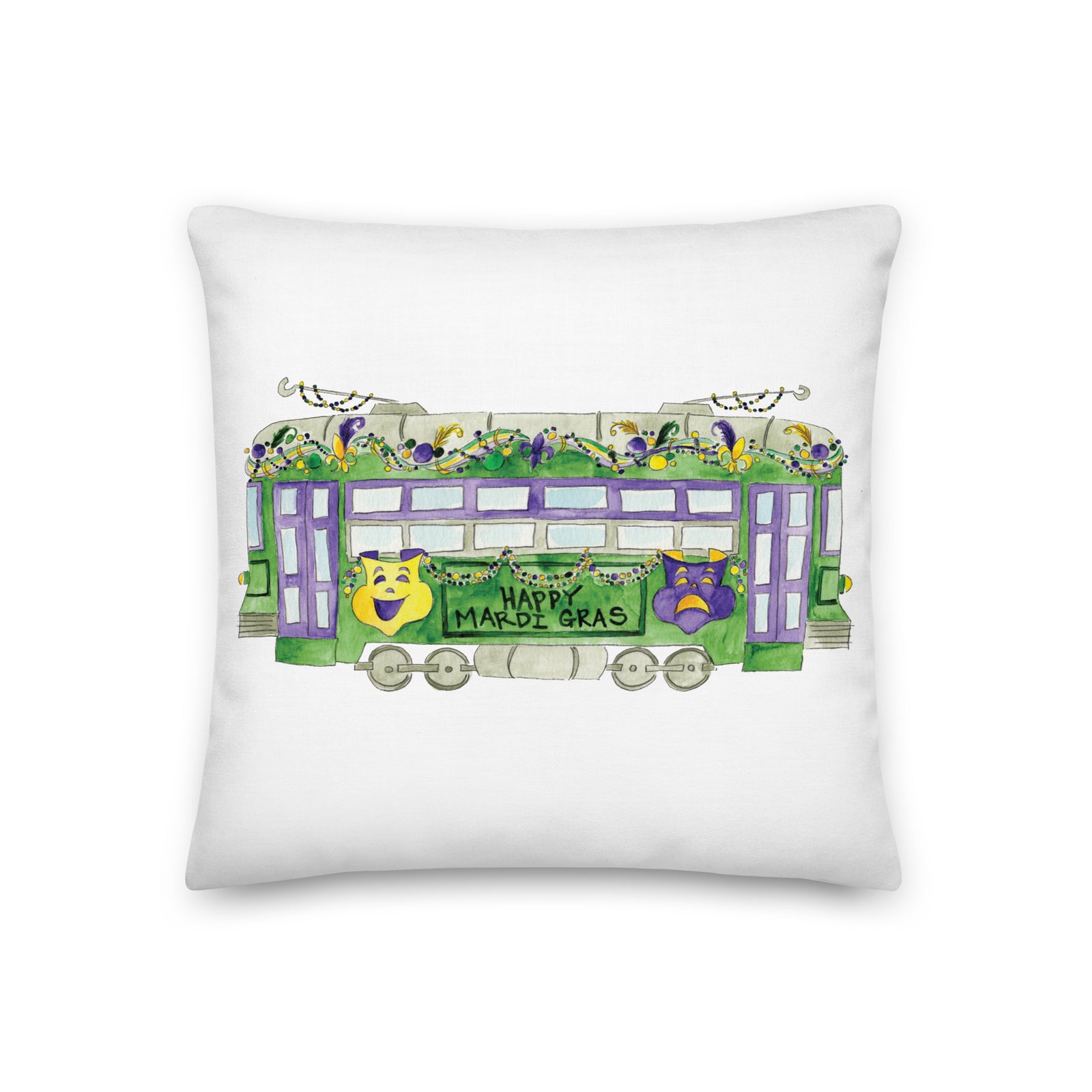 Mardi Gras Trolley Pillow