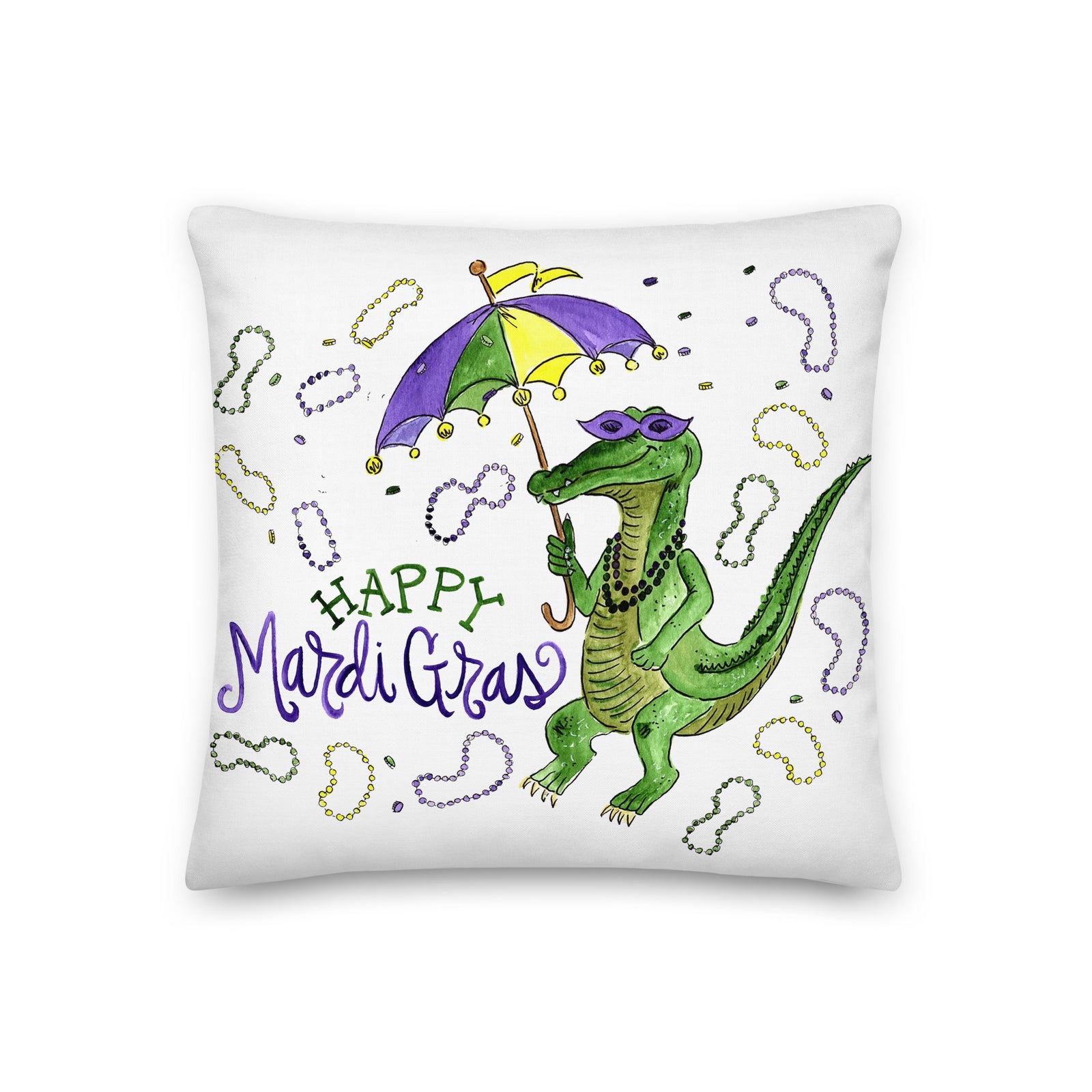 Mardi Gras Gator Pillow