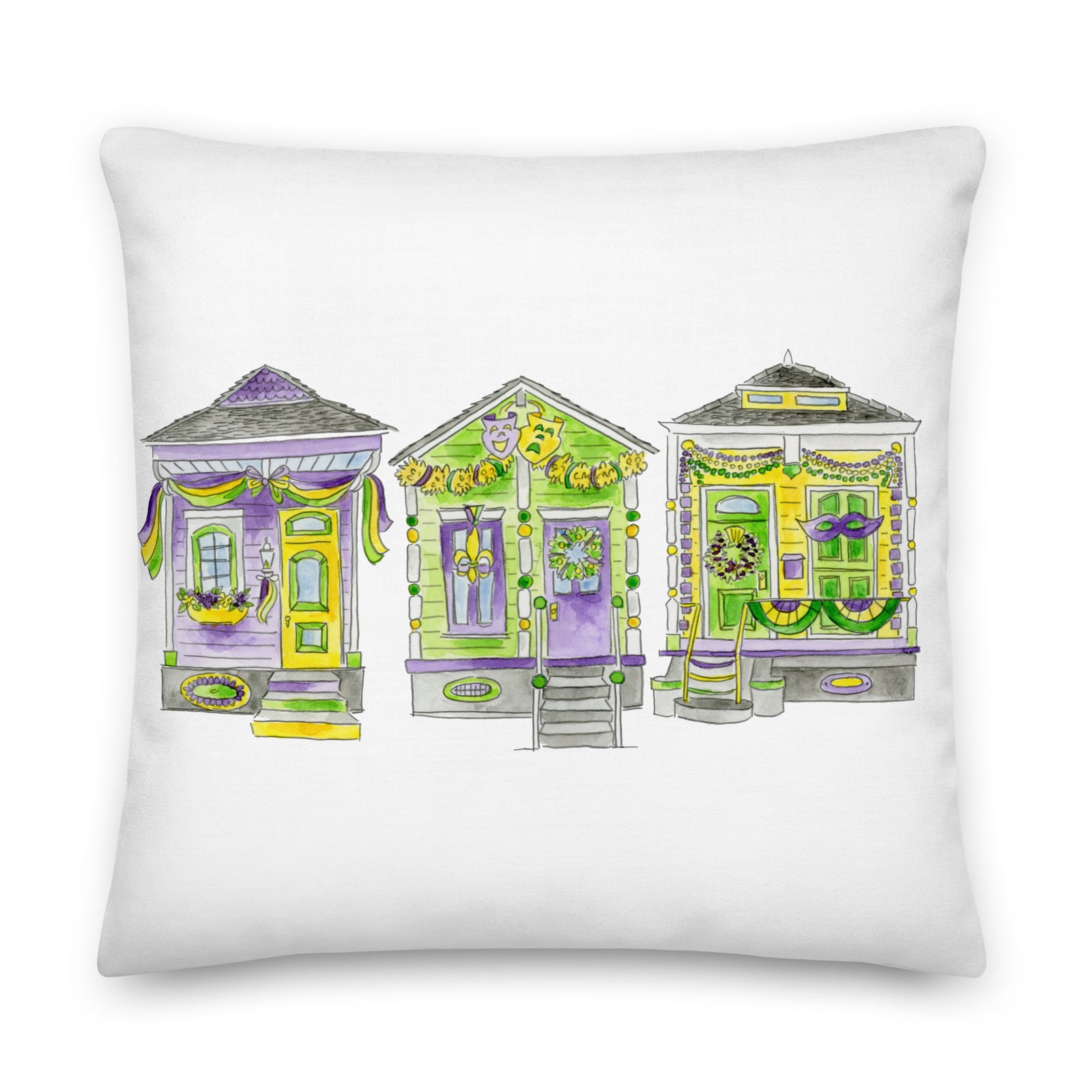Mardi Gras Houses Pillow