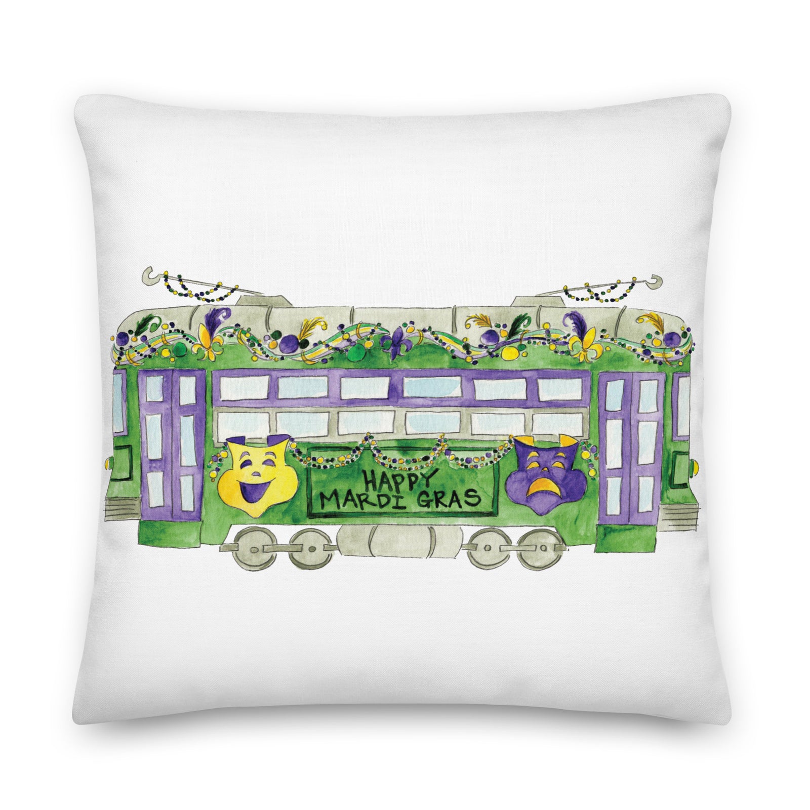 Mardi Gras Trolley Pillow