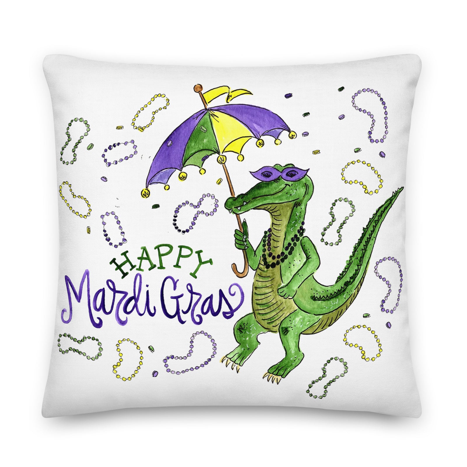 Mardi Gras Gator Pillow