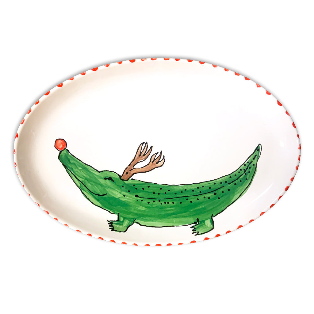 Reindeer Alligator Oval Platter
