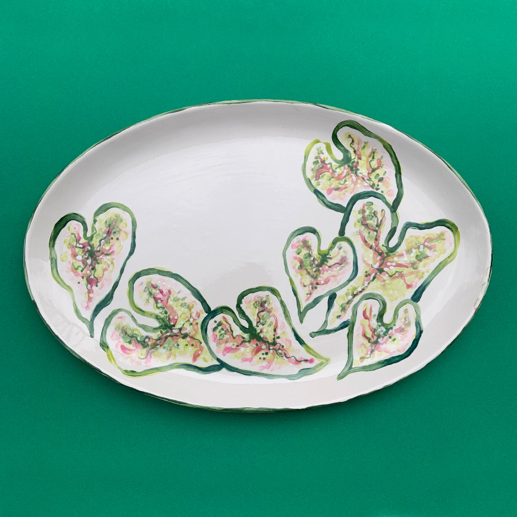 Caladium Oval Platter