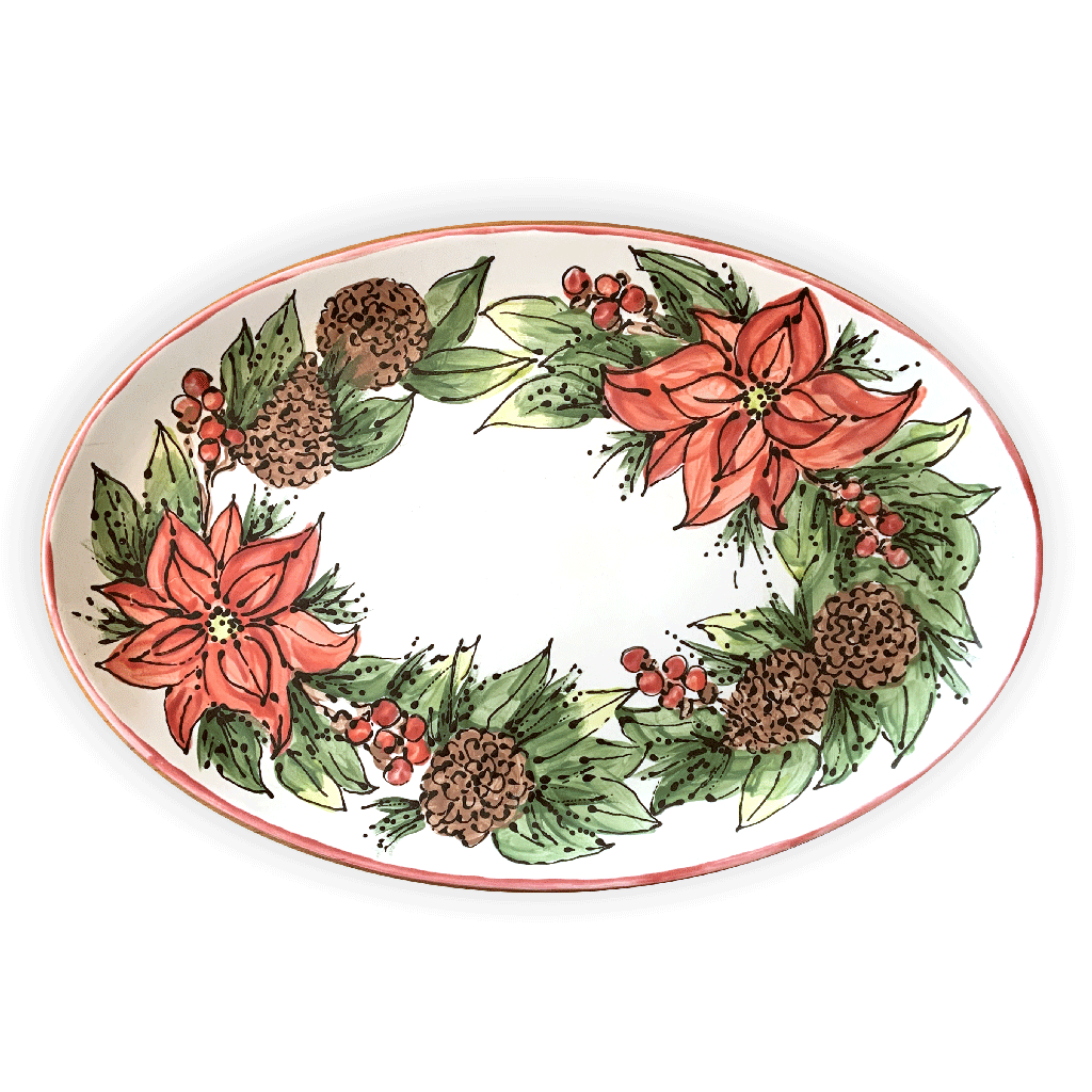 Christmas Wreath Oval Platter