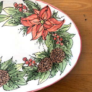 Christmas Wreath Oval Platter