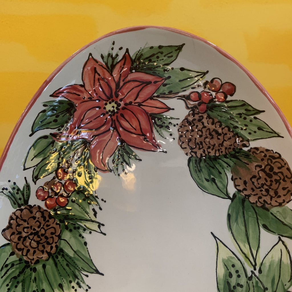Christmas Wreath Oval Platter