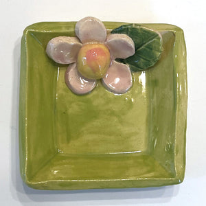 Pink Funky Flower Ring Dish