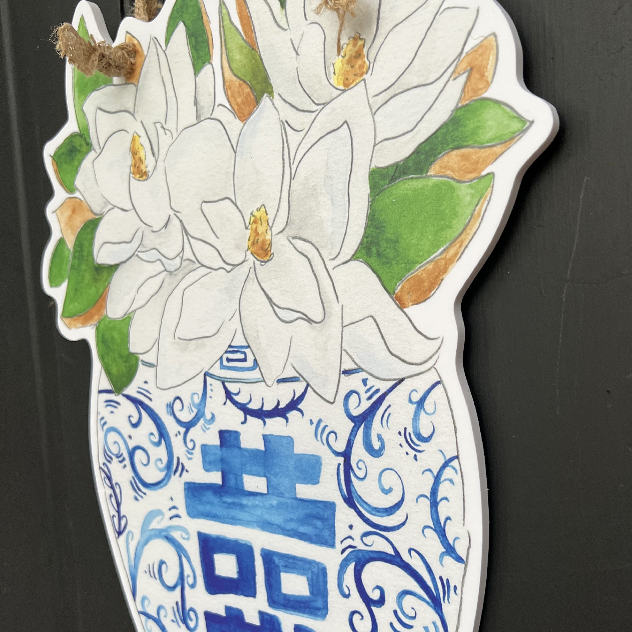 hanging basket flower plants Magnolia Ginger Jar Door Hanger
