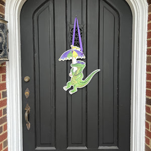 Mardi Gras Gator Door Hanger