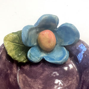 Blue Funky Flower Ring Dish