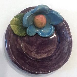 Blue Funky Flower Ring Dish