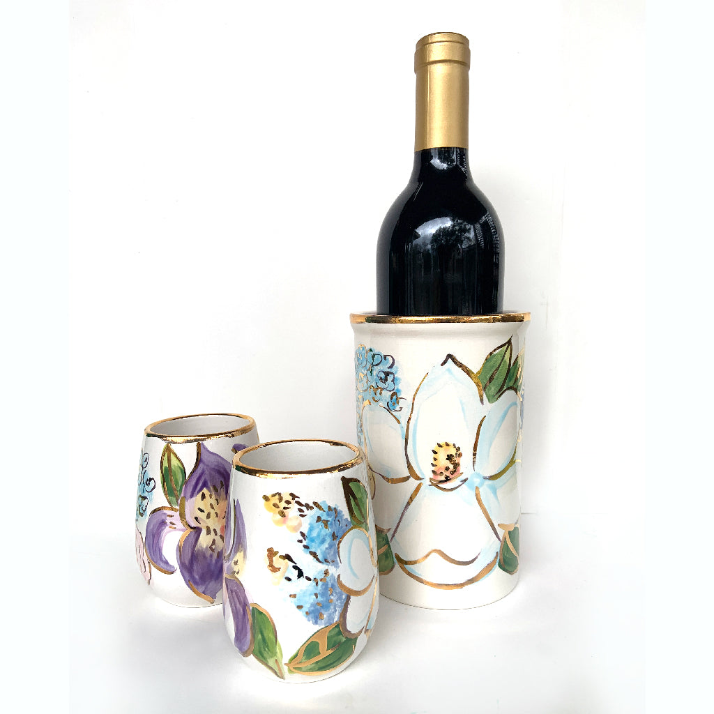 Southern Floral Wine Glass