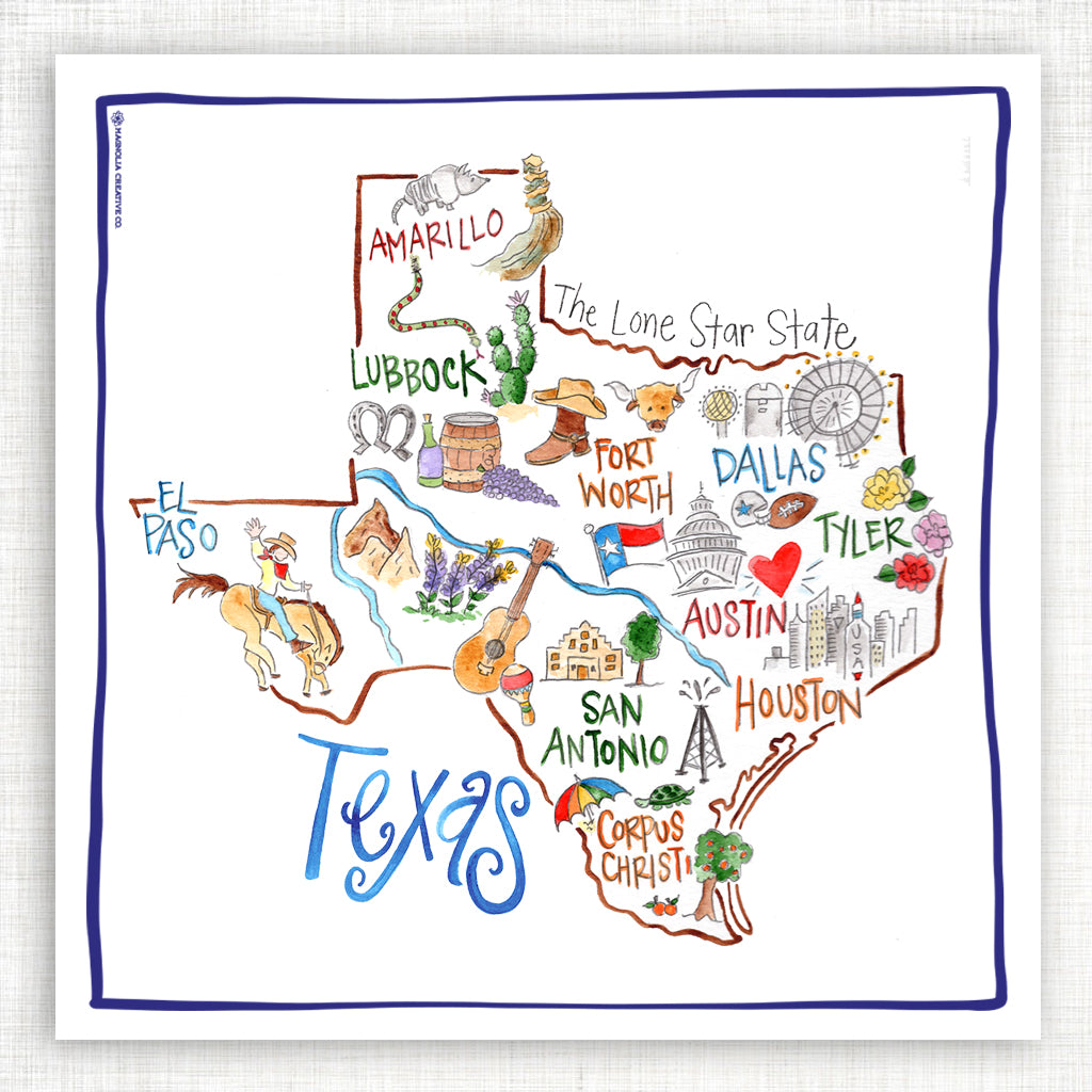 Texas Map Kitchen Towel